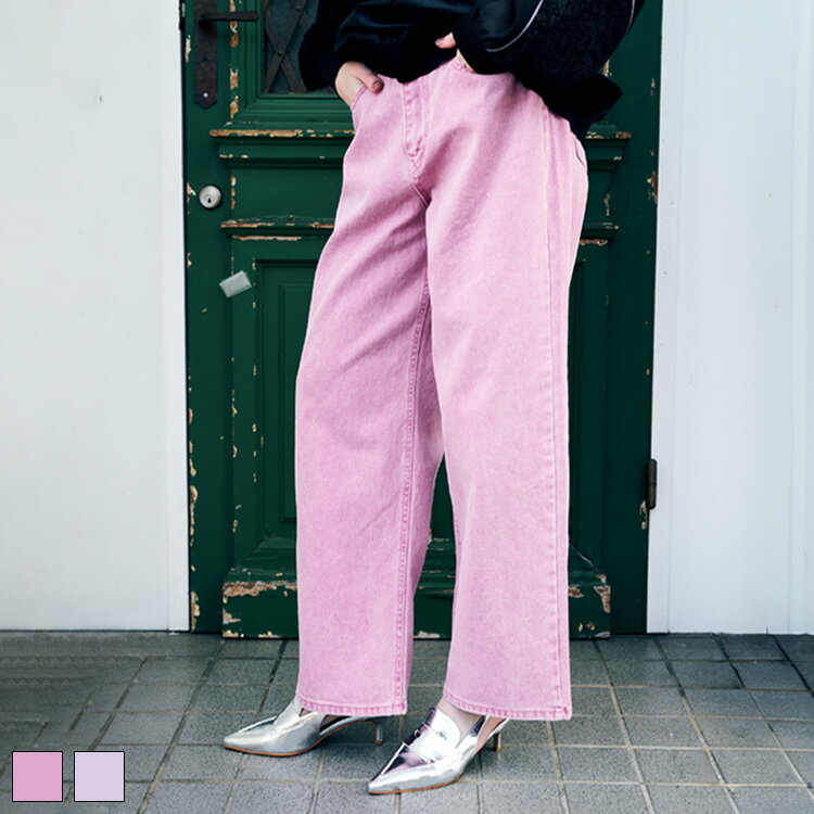 《 COOLA ロゴ ペイント カラー デニム パンツ ピンク 》 クーラ ボトムス BOTTOMS デニムパンツ ズボ..