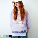 《 パッチ プリント スリーブ タック シアー トップス パープル 》 COOLA クーラ TOPS Vネック シアートップス 透け感 チュール ロゴ サイドフ...