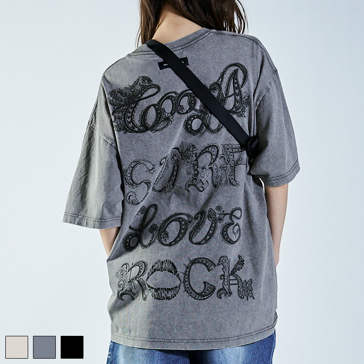 《 バック プリント ヴィンテージ ルーズ Tシャツ グレー 》 COOLA クーラ トップス TO