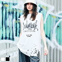 《 ロゴ プリント ヴィンテージ TOPS ホワイト 》 COOLA クーラ トップス ノースリーブ タンクトップ ルーズシルエット ダメージ加工 ハート ワッ...