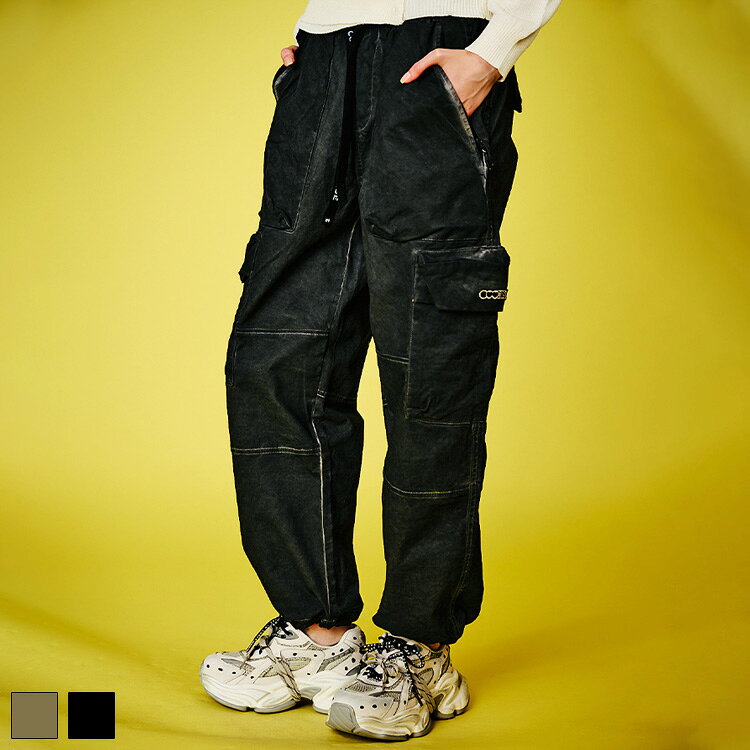 Rakuten - 直営限定ITEM《 COOLA ロゴ ヴィンテージ ワークパンツ ブラック 》 クーラ ボトムス パンツ PANTS カーゴパンツ ジョガーパンツ ドロスト ヴィンテージ ロゴ ワッペン ルーズシルエット おしゃれ レディース カジュアル ストリート レディースファッション モード デイリー