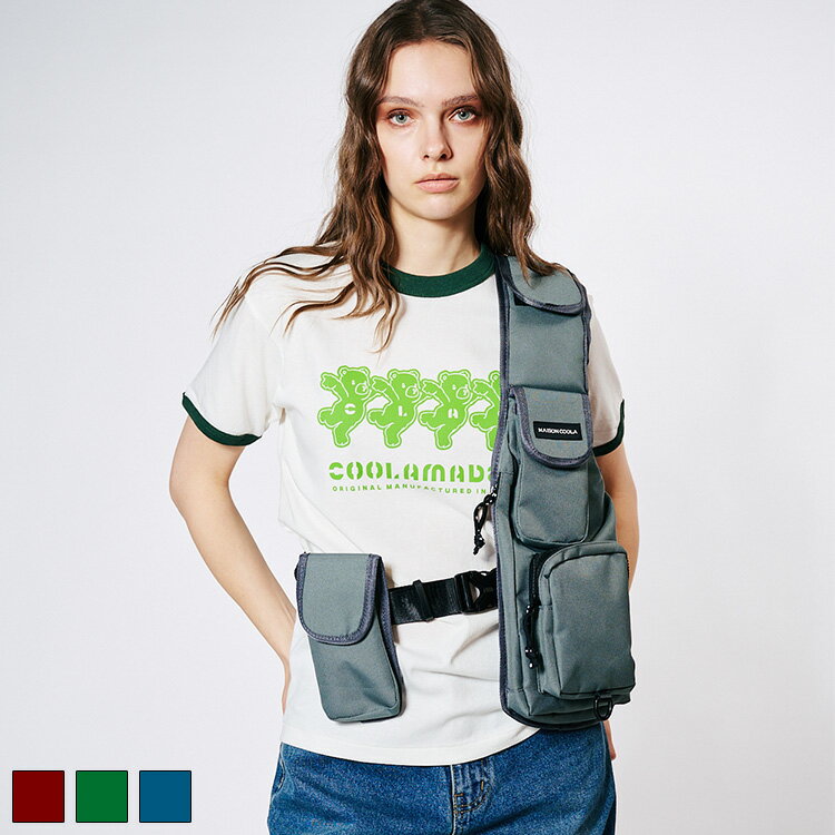 Rakuten - 《 COOLA 4 ベアー プリント リンガー Tシャツ グリーン 》 クーラ TOPS トップス 半袖 ティーシャツ 半袖ティー プリントティー クマ テディベア アニマル 動物 ロゴ カットソー おしゃれ レディース カジュアル ストリート レディースファッション デイリー モード