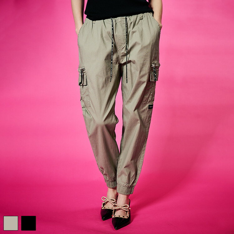 Rakuten - 《 サイド ポケット ジョガー パンツ カーキ 》 COOLA クーラ ボトムス BOTTOMS ジョガーパンツ ストレッチ カーゴ ロゴ ウエストゴム PANTS メンズライク おしゃれ レディース カジュアル ストリート レディースファッション デイリー モード アクティブ コットンリネン