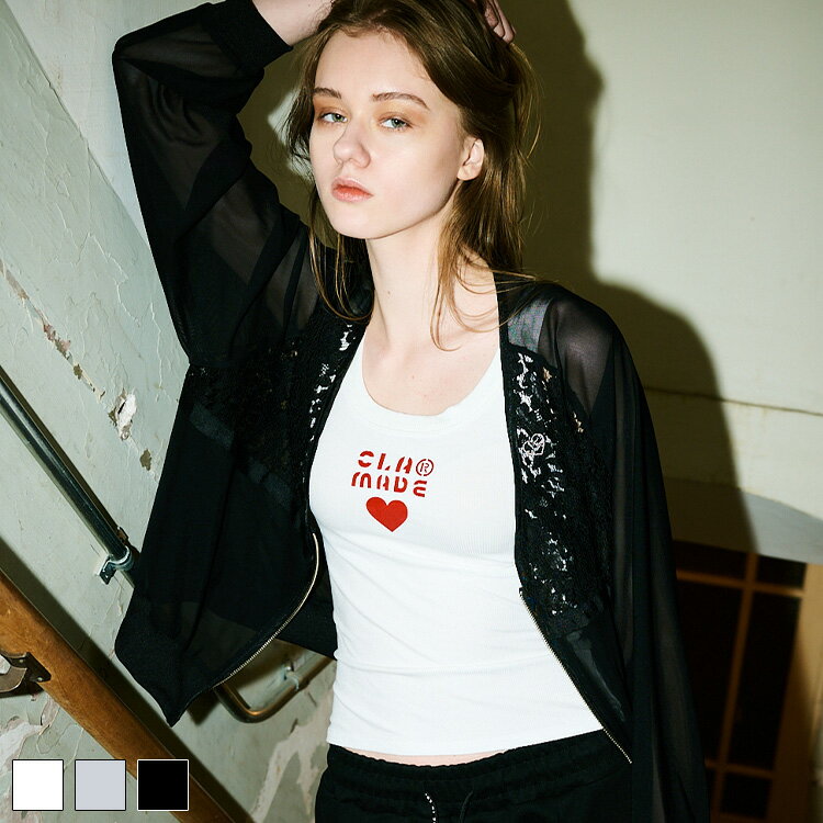 Rakuten - 《 ハート プリント タンクトップ ホワイト 》 COOLA クーラ TOPS トップス タンク ノースリーブ ロゴ インナー リブ 伸縮性 ストレッチ おしゃれ レディース カジュアル ストリート スポーティー レディースファッション デイリー モード スポーツ