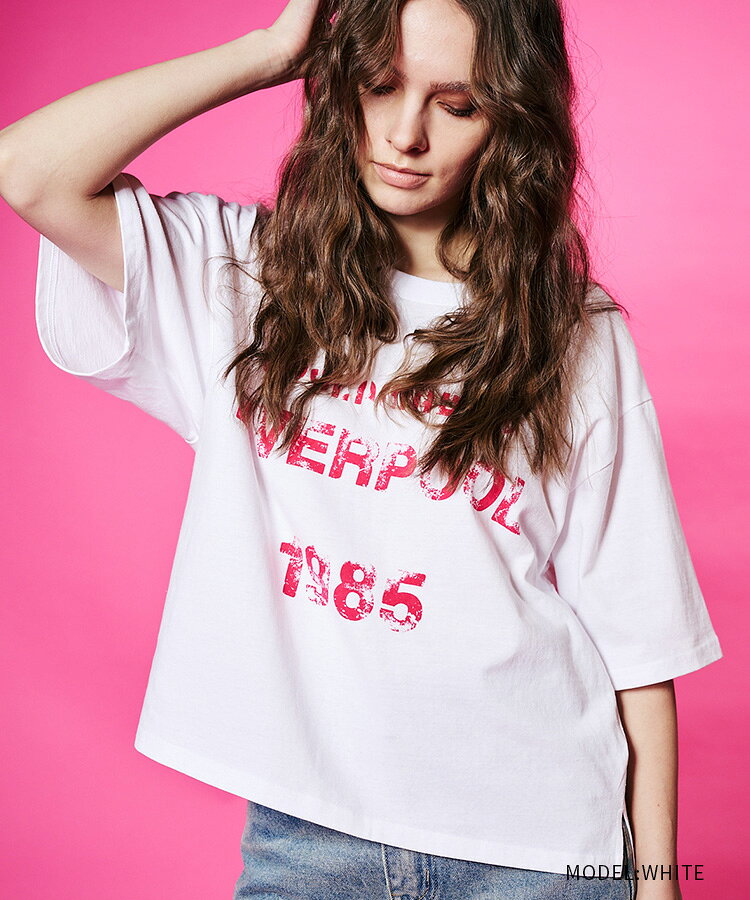 《 COOLA ヴィンテージ プリント クロップド Tシャツ ホワイト 》 クーラ TOPS トップス カットソー 半袖 ボックスシルエット ボックスティー ティーシャツ ルーズシルエット ロゴ ハート ワッペン おしゃれ レディース カジュアル ストリート レディースファッション モード