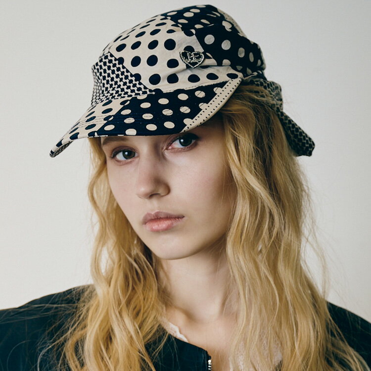 Rakuten - 《 ハート ロゴ ドット スカーフ CAP 》 COOLA クーラ 帽子 ヘッドウェア HEADWEAR ベースボールキャップ スカーフキャップ バンダナキャップ バンダナ ドット柄 水玉 総柄 ワッペン 日よけ対策 紫外線対策 おしゃれ レディース カジュアル レディースファッション