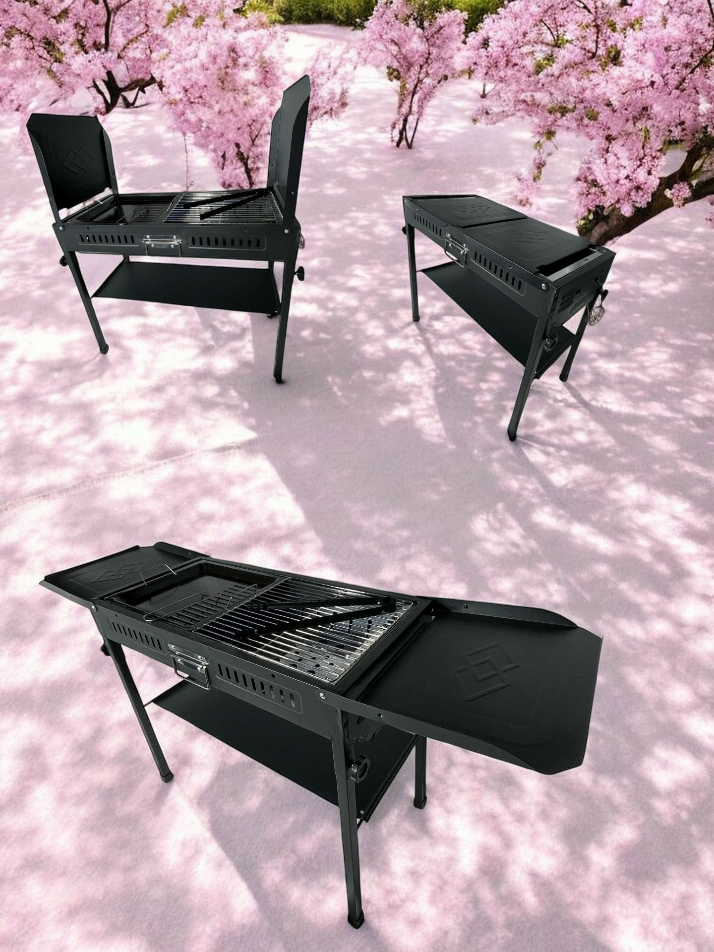 バーベキューコンロ bbq グリル BBQセット コンロ 収納ケース付き バーベキューグリル 持ち運び BBQグリル BBQコンロ 炭 炭火焼き 炭火 バーベキュー用鉄板 キャンプコンロ バーベキュー用品 バーベキューグッズ 庭 キャンプ アウトドア おしゃれ 数量限定 鉄板グリル付き 2