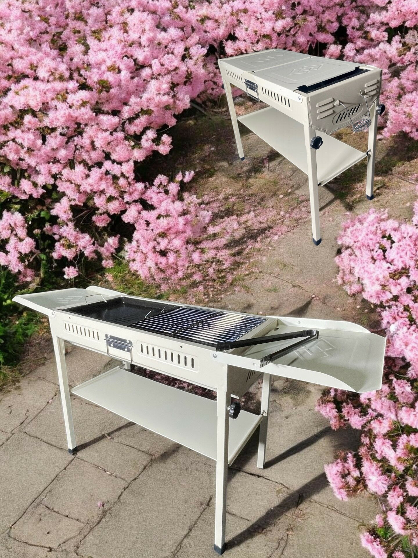 バーベキューコンロ bbq グリル BBQセット コンロ 収納ケース付き バーベキューグリル 持ち運び BBQグリル BBQコンロ 炭 炭火焼き 炭火 バーベキュー用鉄板 キャンプコンロ バーベキュー用品 バーベキューグッズ 庭 キャンプ アウトドア おしゃれ 数量限定 鉄板グリル付き 3