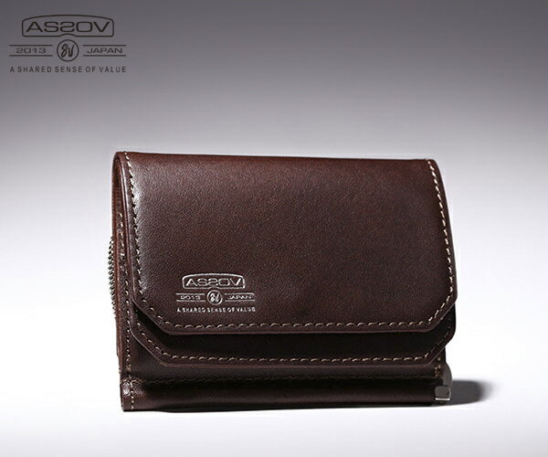 【選べるノベルティ付】 アッソブ レザー モバイル ウォレット マネークリップ （カラー： チョコ） AS2OV ASSOV 081602 | カードも入る 小銭入れ 札入れ 財布 ミニ財布 ウォレット ミニウォレット メンズ 男性 彼氏 旦那 ブランド
