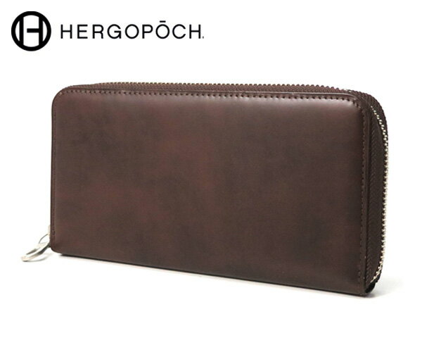 ＼全品エントリーで+P10倍！／ エルゴポック HERGOPOCH ワキシドレザー ラウンドファスナーウォレット （カラー：ダークブラウン） 06W-WRL | 長財布 ウォレット ラウンドファスナー ブランド メンズ メンズウォレット レディース 男性 レザー