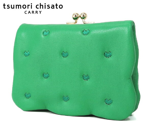 乐天商城 - 【選べるノベルティ付】 tsumori chisato ツモリチサト ぷちネコ がま口折財布 （カラー：グリーン） 057886 | プレゼント ギフト