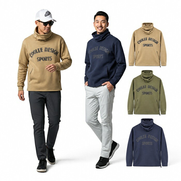 ゴルフ ネックウォーム スウェット ゴルフウエア GOLF 3カラー 3サイズ mens ladys メンズ レディース 多機能 ストレッチ ラウンド スポーツ アウトドア 起毛 大判プリント S M L フェイスカバー 冬 ハイネック coolee design sports クーリーデザインスポーツ