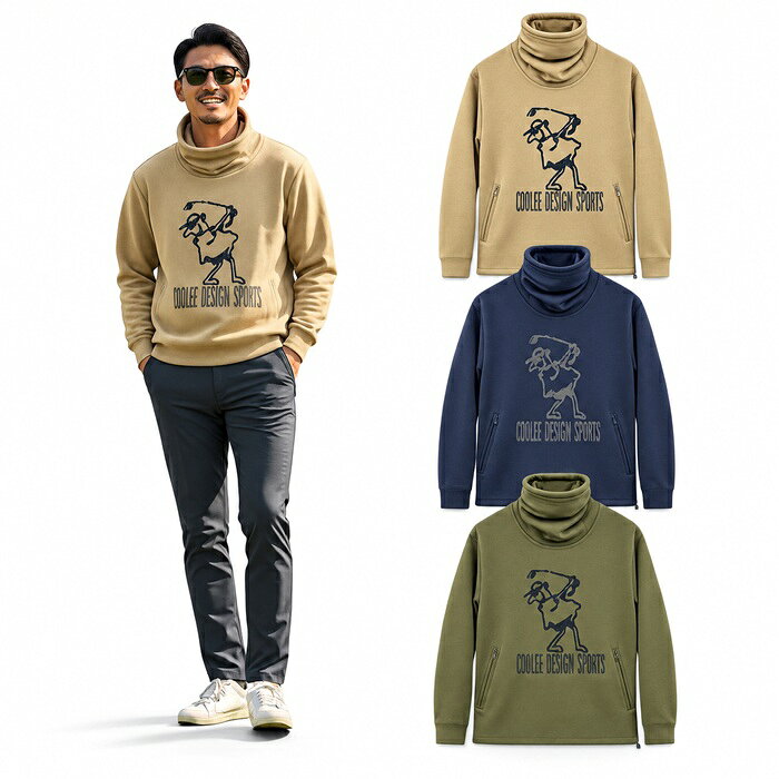 ゴルフ ネックウォーム スウェット ゴルフウエア GOLF 3カラー 3サイズ mens ladys メンズ レディース 多機能 ストレッチ ラウンド スポーツ アウトドア 起毛 大判プリント S M L フェイスカバー 冬 ハイネック coolee design sports クーリーデザインスポーツ