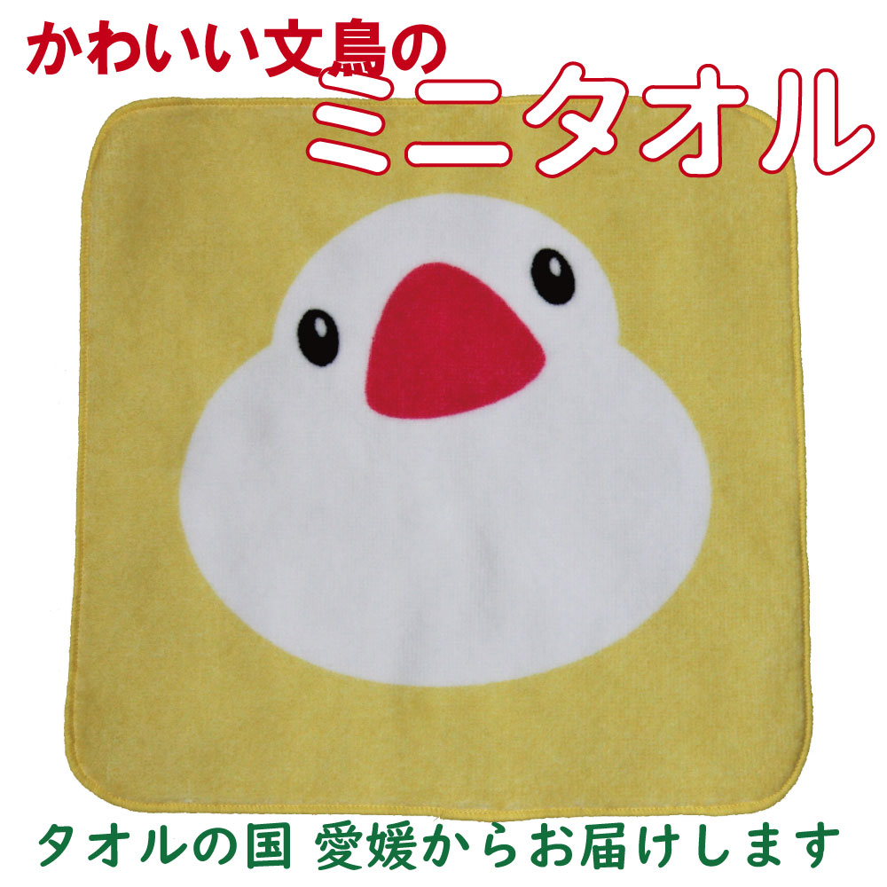 Rakuten - 文鳥 タオル ハンカチ 愛媛県産 スカラ加工 しっかり かわいい オリジナル デザイン (ミニタオル)