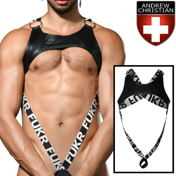 シングレット ハーネス 一体型ボディスーツ Cリング付き アンクリ Andrew Christian アンドリュークリスチャン FUKR C-Ring ハーネス(3309)[M便 1/3]