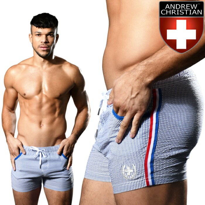 メンズ男性水着 海パン ブランド ショート丈 トランクスタイプ水着 男性水着 Andrew Christian アンドリュークリスチャン スイムショーツ HAMPTONS Swim Shorts(70053)