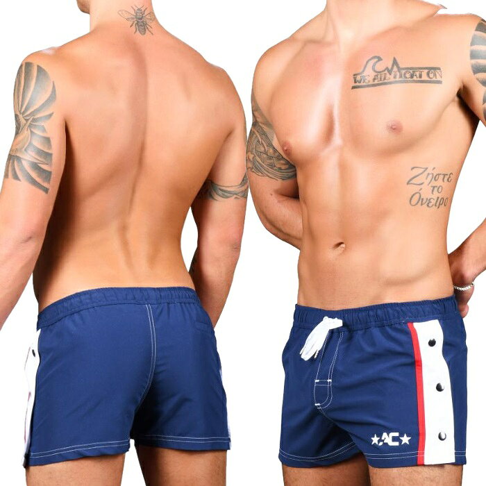 クールスタイルのメンズ水着 海パン ブランド ショート丈 トランクスタイプ水着 男性水着 Andrew Christian アンドリュークリスチャン スイムショーツSnap Swim Shorts (7765)｜アングル3