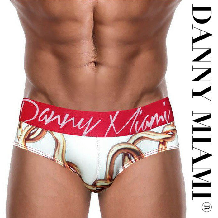 ブリーフ メンズブリーフ メンズローライズブリーフ ブリーフパンツ メンズ下着 メンズビキニ Danny Miami ダニーマイアミ White Links ビキニブリーフ(dm-whitelinks) M便 4/12