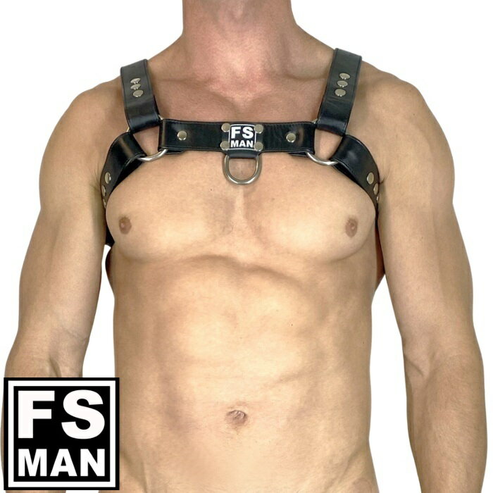 男性用イタリア本革ハーネス メンズ レザー ボンテージ コスプレ ステージ パーティ Gogo 衣装 FS Man エフエスマン ハーネスBulldog Black(fs-h003)