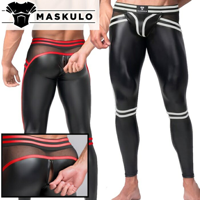 Maskulo【マスクロ】、男の魅力を100%引き出すような男性アパレルブランド。極寒の大地で育んだMaskuloは、ワイルドでタフなデザインで力強さを全面に出しています。 Maskuloの特徴は商品のコンセプトに合わせて、フェイクレザー、ラバーなど特殊の素材をふんだんに使用し、身に着けると男らしさが増していきます。また所々遊び心のあるデザインはいいアクセントとなり、きっとお気に入りの一枚になります。 ◆素材：90% ポリエステル、 10% エラステイン ◆洗濯・お手入れについて 　- 色落ち・色移りを避けるため、色柄の物は分けて洗濯してください。 　- 中性洗剤と冷水でやさしく手洗いしてください。 　- ボタンまたは金具のついている商品は、水に15分以上浸けないでください。 　- 洗濯後、ボタンまたは金具の部分は乾いた布で水気を取ってから、 　　商品を直射日光の当たらない風通しの良い場所で乾かしてください。 　- ドライクリーニングは避けてください。 　- 漂白剤の使用は避けてください。 ■ 弊社他店舗と在庫共有している為、ご注文頂いた商品が品切れの場合がございます。ご了承下さい。 ■ モニターディスプレイの表現上、実物と色・イメージが多少異なることがございます。あらかじめご了承ください。 ◆ 目玉商品 ◆注文欄表記サイズ 対応する日本サイズ ウエスト 平置きウエスト 股上 丈 裾幅 ワタリ XS XS〜S 71〜77cm 約31cm 約24cm 約85cm 約11cm 約22cm S S〜M 76〜82cm 約33cm 約24cm 約88cm 約11cm 約24cm M M〜L 81〜87cm 約35cm 約24cm 約91cm 約11cm 約25cm L L〜XL 86〜92cm 約37cm 約24cm 約94cm 約11cm 約26cm ※表記サイズは縫製上、商品によってプラスマイナス1cmほどの誤差は予めご了承ください。 ※平置きウエストとは商品を平置きして過度な負荷を掛けない状態でのウエストの幅となります。