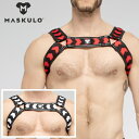 男性用ハーネス メンズ レザー風 フェイクレザー ボンテージ コスプレ ステージ パーティ Gogo 衣装 Maskulo マスクロ SKULLA ハーネス(ma-hr073)