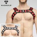 男性用ハーネス メンズ レザー風 フェイクレザー ボンテージ コスプレ ステージ パーティ Gogo 衣装 Maskulo マスクロ SKULLA ハーネス(ma-hr073)