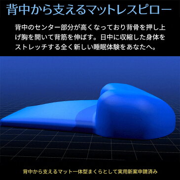 枕 スマホ巻き肩&猫背に!背中から支える新感覚枕 BlueBlood マットレスピロー プラーナ 【テンセル 枕カバー 装着済み】ブルーブラッド Prana まくら マクラ いびき 横向き 姿勢 ストレートネック ストレッチ 低反発 ギフト プレゼント 実用的