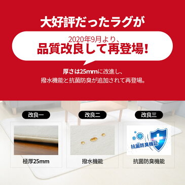 ラグ 低反発 はっ水 ラグマット 極厚25mm 抗菌防臭 200×250cm カーペット 厚手 滑り止め 洗える 角型 撥水 床暖房 ホットカーペット おしゃれ 防カビ 防ダニ オールシーズン マイクロファイバー リビング