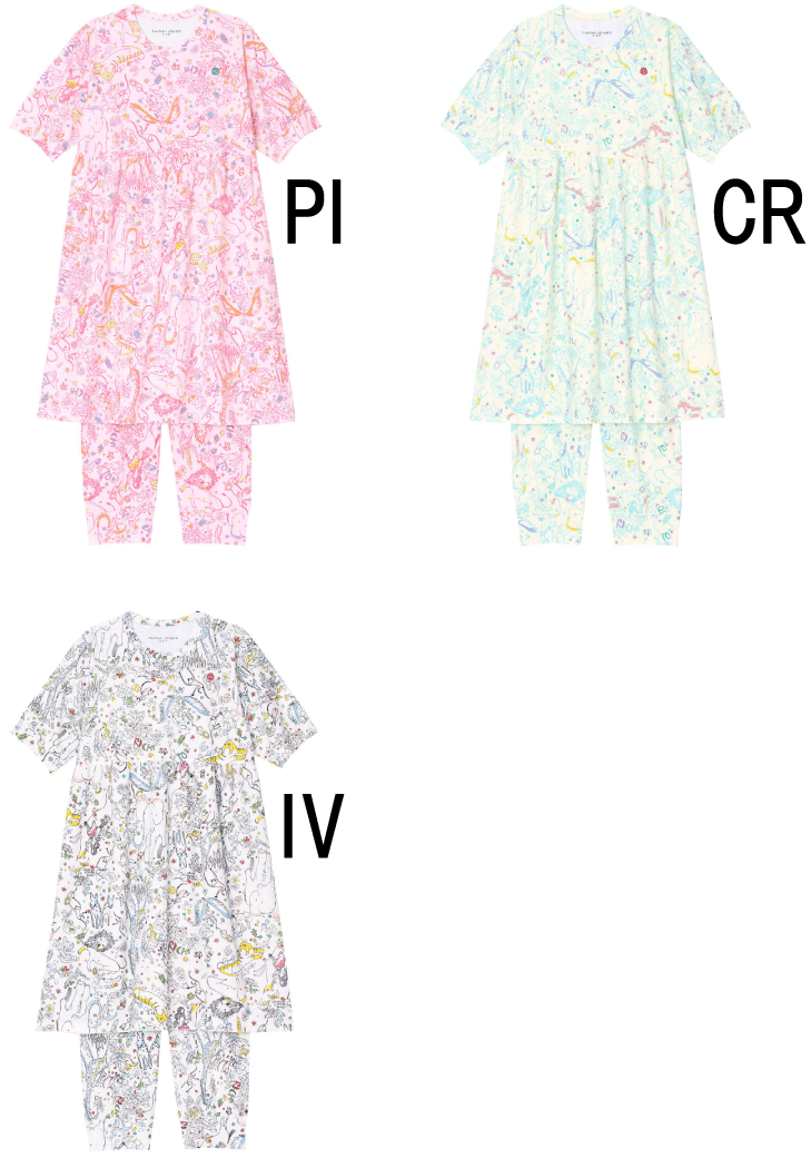 25％OFF【送料無料】ワコール セール ツモリチサト SLEEP 2021春夏＜ファンタジージャングル＞5分袖 8分丈パンツ パジャマ 上下セット（チュニックタイプ） tsumori chisato UDP380