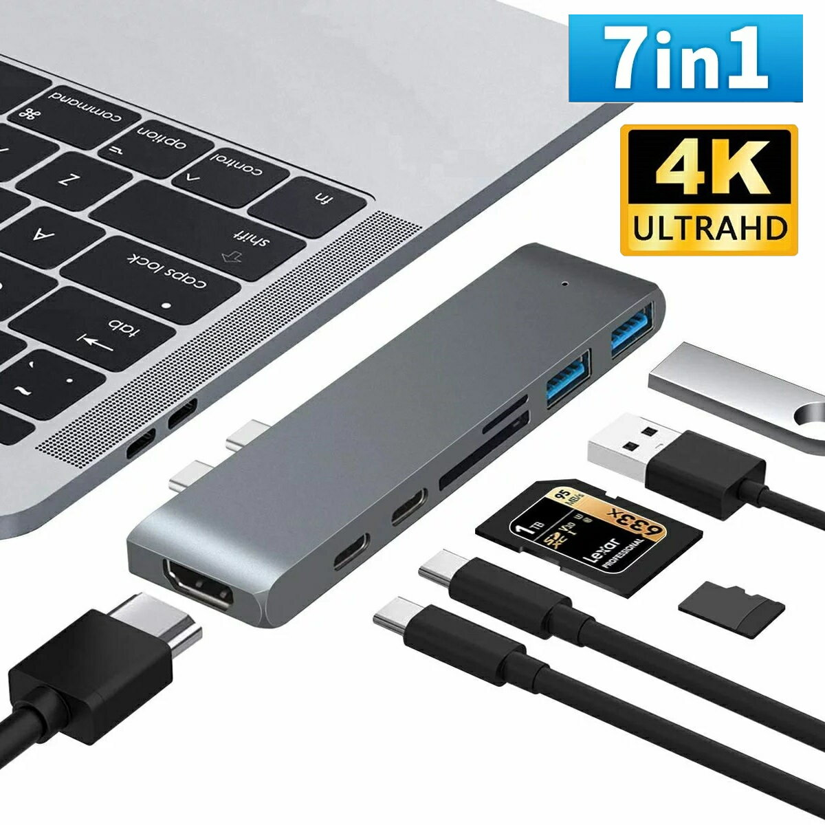 ̵COOPO MacBook Pro MacBook Air б 7in1 USB ϥ Ѵץ PD HDMI 4K USB3.0ݡ Thunderbolt 3б SD/TFɥ꡼ ® ǡž ߹ CP-HUB-Y5