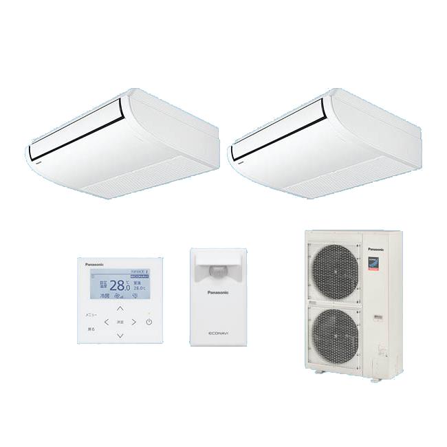 パナソニック [PA-P112T7GDB+分岐管] 業務用エアコン 天井吊形 XEPHY Premium エコナビ 同時ツイン P112形 4馬力 三相200V ♪