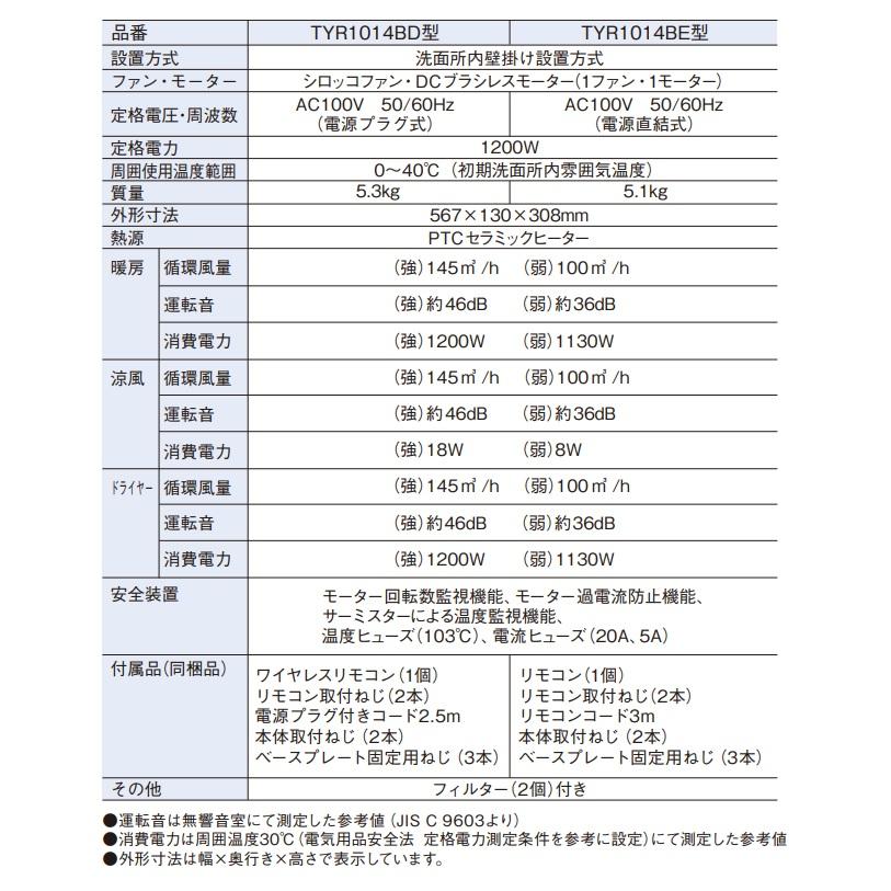 TOTO TYR1014BD 洗面所暖房機 AC100V 電源プラグ式 ワイヤレスリモコン(無線・赤外...