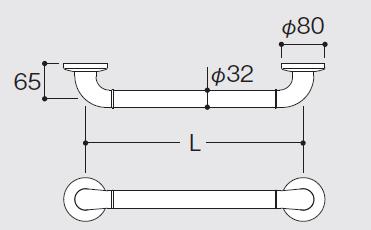 インテリアバー TOTO　TS136GY4R　Fシリーズ φ32 Iタイプ ソフトメッシュタイプ 400mm [■] 2