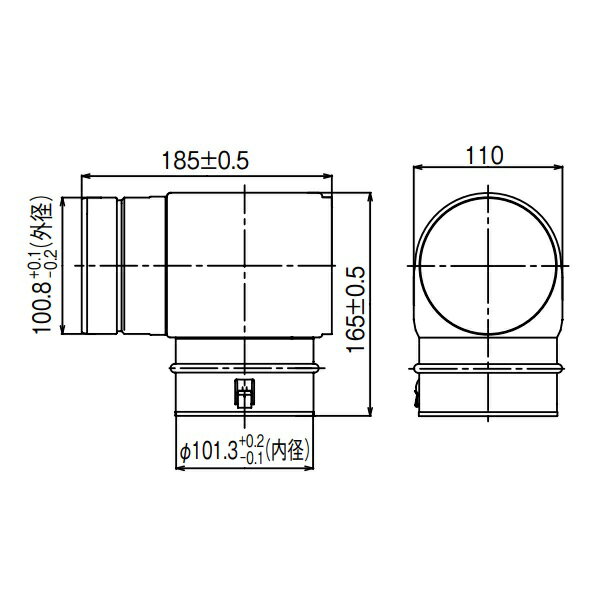 リンナイ 【DE-100 22-8865】 直角エルボ φ100KP部材 ガス給湯器部材 [⇔]