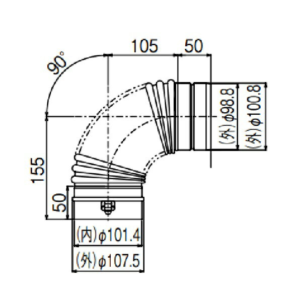 リンナイ 【EFL-1090NJ 24-6406】 φ100KP90°エルボ φ100KP部材 ガス給湯器部材 [⇔]