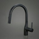 KVK KM6061ECM5 流し台用シングルレバー式シャワー付混合栓(グース)eレバー ブラック
