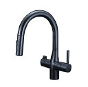 KVK KM6081VECM5 浄水器専用グースネックシングルレバー式シャワー付混合栓 eレバー マットブラック 水栓本体のみ