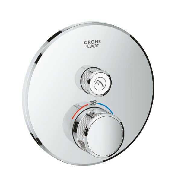 グローエ 2911800J 浴室水栓 グローサーモスマートコントロール サーモスタット1バルブ混合栓 ラウンドタイプ 化粧部 クローム 一般地 [■]