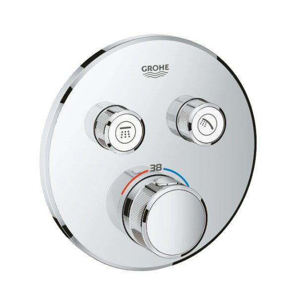 グローエ 2911900J 浴室水栓 グローサーモスマートコントロール サーモスタット2バルブ混合栓 ラウンドタイプ 化粧部 クローム 一般地 [■]