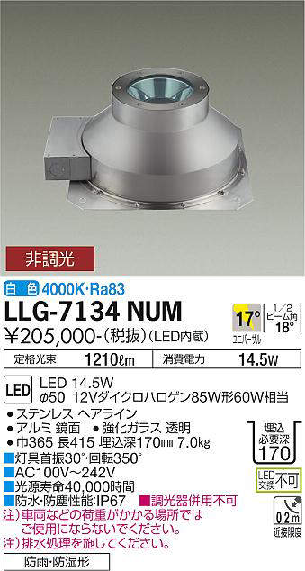 大光電機(DAIKO) LLG-7134NUM アウトドアライト グランドライト 非調光 白色 ビー...