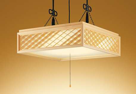 オーデリック　OP252601R　ペンダントライト 12畳 調光 調色 リモコン付 和風 LED一体型 電球色～昼光色 引掛シーリング 檜