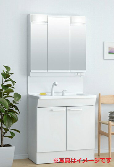 TOTO 【LDPB075BAGEN2A+LMPB075B3GDC1G】 洗面化粧台 Vシリーズ 2枚扉 三面鏡(高さ1800) LEDランプ エコミラーあり 間口750 ホワイト 一般地用 ♪
