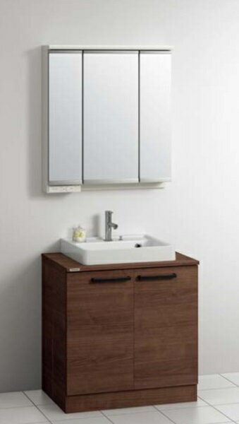 クリナップ [ミラーキャビネット (スリムLED3面鏡)M-0753BVP + コンポタイプ BBVH075TNNWHHCRYB ] 間口75cm エルヴィータ ウォールナット 受注生産品§♪