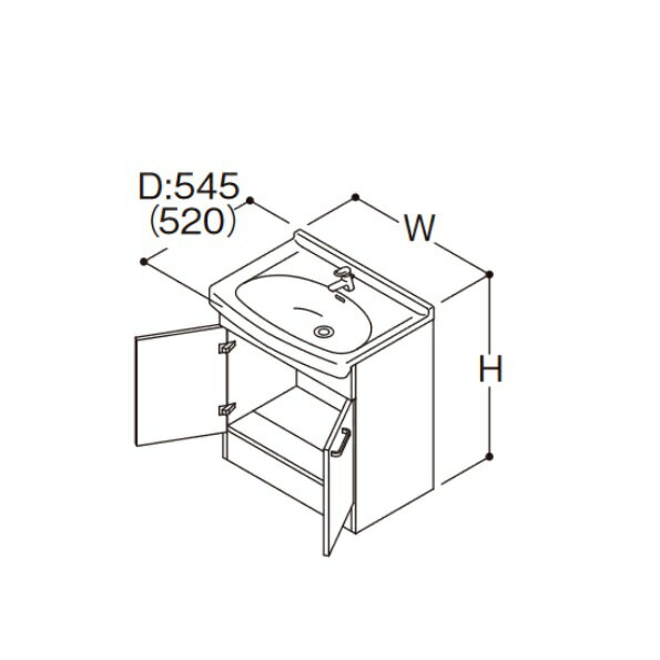 TOTO 洗面化粧台 LDSAS075BAGKG1(カラー) Aシリーズ 2枚扉 エコシングル混合水栓(一般地・寒冷地共用) 間口750mm 洗面ボウル高さ800mm ♪