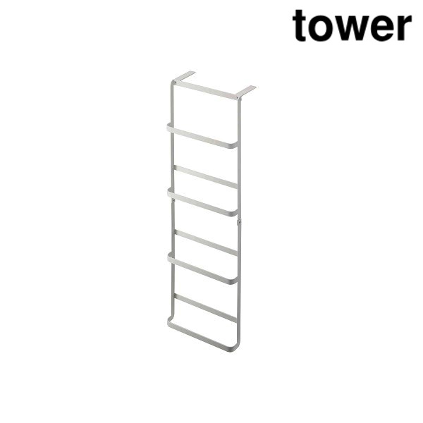 山崎実業 4894 下駄箱扉＆引っ掛け式スリッパラック タワー ホワイト