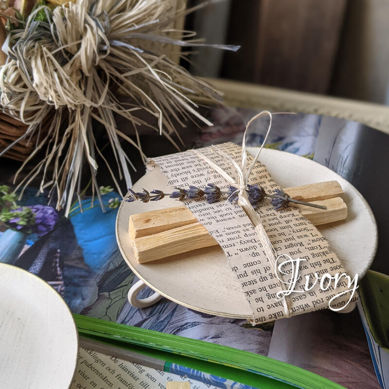 Palo Santo パロサントスティック トレイセット アイボリートレイ バロサント 皿 香木 トレイ ヒーリング インテリア アロマスティック 名入れ 花のサムネイル