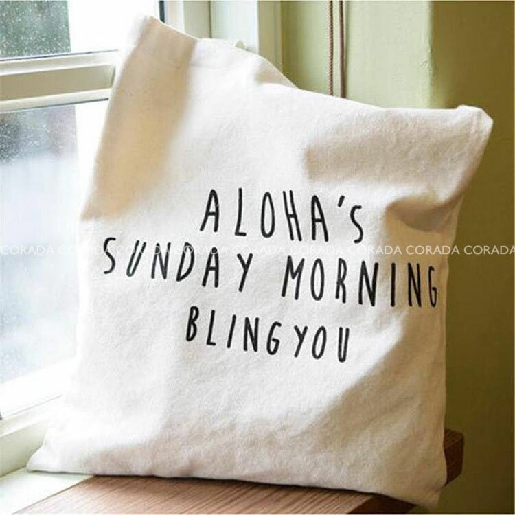 ALOHA'S SUNDAY MORNING BRING YOUキャンバスバッグ【メール便可】【 バッグ カバン 鞄 バック トートバッグ キャンバスバッグ ポーチ ショルダーバッグ リストバッグ 手提げ クラッチバッグ アロハ ハワイ ビーチ エコバッグ ショッピングバッグ 】