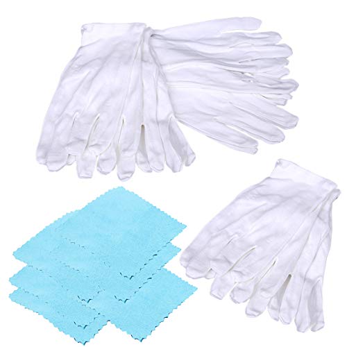 HAMILO ジュエリーグローブ 品質管理手袋 ウール素材 作業用白手袋 銀磨き布付属 (12点セット)
