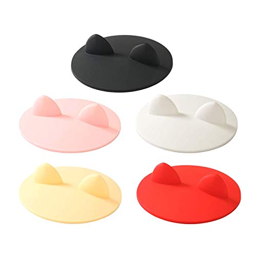 HAMILO マグカップカバー 猫耳 コップ 蓋 シリコン製 猫 カップ 5色セット