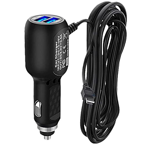 シガーソケット ドライブレコーダー用電源ケーブル シガーソケット miniUSB USB2ポート 2.4A+1A 12V/24..